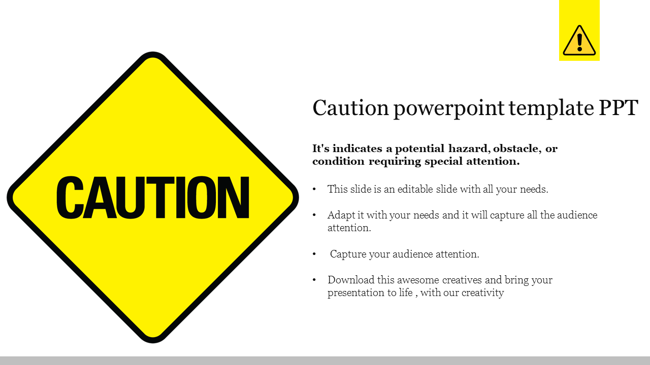 Caution powerpoint template PPT